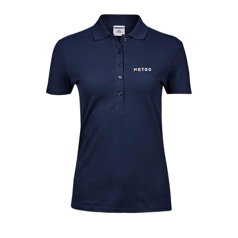 Polo-Shirt TeeJays women kurz navy AG Druck M