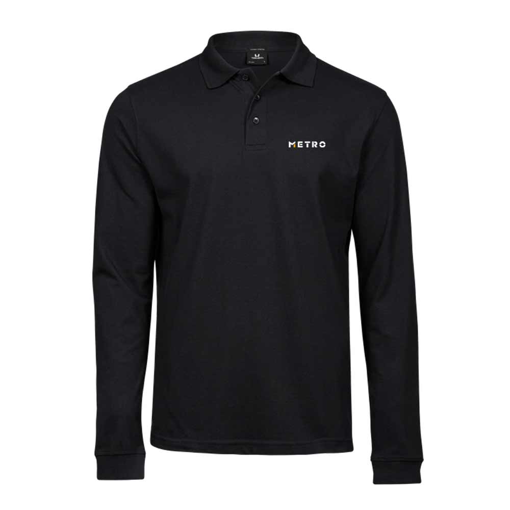 Long Sleeve Polo-Shirt Tee Jays men schwarz AG Druck M