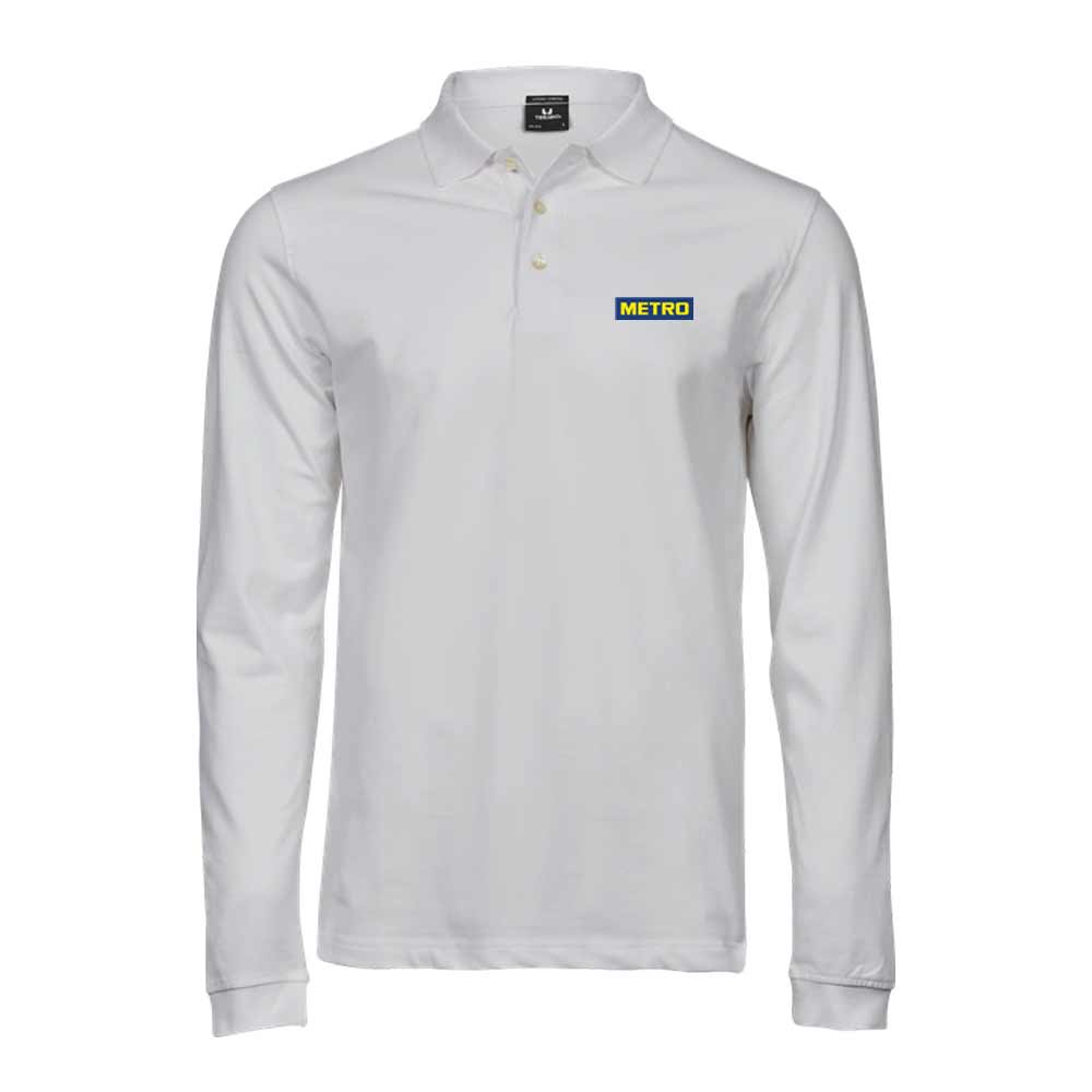 Long Sleeve Polo-Shirt Tee Jays men weiß METRO Stick S