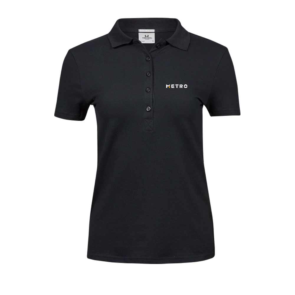 Polo-Shirt TeeJays women kurz schwarz AG Druck L